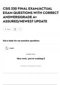CSIS 330  FINAL EXAM&sol;ACTUAL EXAM QUESTIONS WITH CORRECT ANSWERS&vert;GRADE A&plus; ASSURED&sol;NEWEST UPDATE