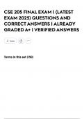 CSE 205 FINAL EXAM &vert; &lpar;LATEST EXAM 2025&rpar; QUESTIONS AND CORRECT ANSWERS &vert; ALREADY GRADED A&plus; &vert; VERIFIED ANSWERS
