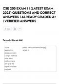 CSE 205 EXAM 1 &vert; &lpar;LATEST EXAM 2025&rpar; QUESTIONS AND CORRECT ANSWERS &vert; ALREADY GRADED A&plus; &vert; VERIFIED ANSWERS