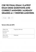 CSE 110 FINAL EXAM &vert; &lpar;LATEST EXAM 2025&rpar; QUESTIONS AND CORRECT ANSWERS &vert; ALREADY GRADED A&plus; &vert; VERIFIED ANSWERS
