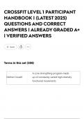 CROSSFIT LEVEL 1 PARTICIPANT HANDBOOK &vert; &lpar;LATEST 2025&rpar; QUESTIONS AND CORRECT ANSWERS &vert; ALREADY GRADED A&plus; &vert; VERIFIED ANSWERS