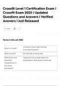 Crossfit Level 1 Certification Exam &vert; Crossfit Exam 2025 &vert; Updated Questions and Answers &vert; Verified Answers &vert; Just Released