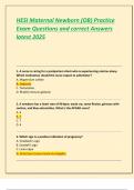HESI Maternal Newborn &lpar;OB&rpar; Practice  Exam Questions and correct Answers  latest 2025