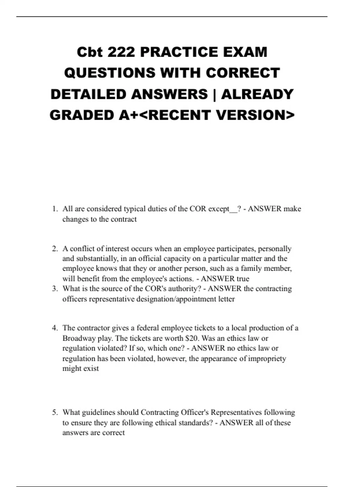 Cbt 222 PRACTICE EXAM QUESTIONS WITH CORRECT DETAILED ANSWERS | ALREADY ...