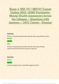 Exam 4&colon; MH707 &sol; MH 707 &lpar;Latest 2025 &sol; 2026 Updates STUDY BUNDLE&rpar; Psychiatric-Mental Health Assessment Across the Lifespan &vert; Questions and Answers &vert; 100&percnt; Correct - Frontier