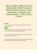 Exam 4&colon; MH 707 &sol; MH707 &lpar;Latest 2025 &sol; 2026 Updates STUDY BUNDLE&rpar; Psychiatric-Mental Health Assessment Across the Lifespan &vert; Questions and Answers &vert; 100&percnt; Correct - Frontier