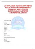 ACCUPLACER&colon; REVIEW ARITHMETIC MATH&vert; UPDATE&vert;COMPREHENSIVE FREQUENT MOST-TESTED QUESTIONS AND VERIFIED ANSWERS&sol;SOLUTIONS