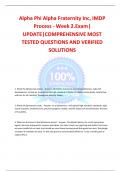Alpha Phi Alpha Fraternity Inc&comma; IMDP Process - Week 2&period;Exam&vert; UPDATE&vert;COMPREHENSIVE MOST TESTED QUESTIONS AND VERIFIED SOLUTIONS