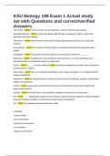 KSU Biology 198 Exam 1 Actual study set with Questions and correct&sol;verified Answers