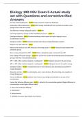 Biology 198 KSU Exam 5 Actual study set with Questions and correct&sol;verified Answers