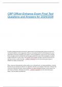 CBP Officer Entrance Exam Final Test  Questions and Answers for 2025&sol;2026 