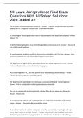 NC Laws&colon; Jurisprudence Final Exam Questions With All Solved Solutions 2025 Graded A&plus;&period;