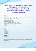 WGU D334 Pre Assessment &lpar;Latest 2025&sol; 2026 Update&rpar; Introduction to Cryptography&vert; Prep Questions & Answers&vert; Grade A&vert; 100&percnt; Correct &lpar;Verified Solutions&rpar;