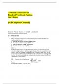 Test Bank for Success in Practical Vocational Nursing 9th Edition by Knecht: Success in Practical Vocational Nursing 9th Edition by Knecht||CORRECT ANSWERS||A+ GRADED||COMPLETE CHAPTERS WITH TRUSTED SOLUTIONS||