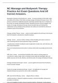 NC Massage and Bodywork Therapy Practice Act Exam Questions And All Correct Answers&period;