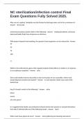 NC sterilization&sol;infection control Final Exam Questions Fully Solved 2025&period;