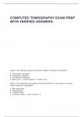 COMPUTED TOMOGRAPHY EXAM PREP WITH VERIFIED ANSWERS