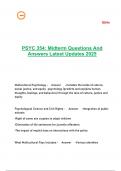 PSYC 354 Midterm Questions And Answers Latest Updates 2025