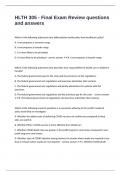 HLTH 305 - Final Exam Review questions and answers