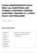 CLPNA JURISPRUDENCE EXAM 2025 &vert; ALL QUESTIONS AND CORRECT ANSWERS &lpar;VERIFIED ANSWERS&rpar; &vert; GRADED A&plus; &vert; LATEST EXAM &vert; JUST RELEASED