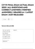 CIT 111 FINAL EXAM ACTUAL EXAM 2025 &vert; ALL QUESTIONS AND CORRECT ANSWERS &lpar;VERIFIED ANSWERS&rpar; &vert; GRADED A&plus; &vert; LATEST EXAM &vert; JUST RELEASED