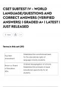 CSET SUBTEST IV - WORLD LANGUAGE&sol;QUESTIONS AND CORRECT ANSWERS &lpar;VERIFIED ANSWERS&rpar; &vert; GRADED A&plus; &vert; LATEST &vert; JUST RELEASED