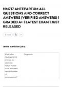 NM717 ANTEPARTUM ALL QUESTIONS AND CORRECT ANSWERS &lpar;VERIFIED ANSWERS&rpar; &vert; GRADED A&plus; &vert; LATEST EXAM &vert; JUST RELEASED
