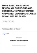 EMT-B BASIC FINAL EXAM REVIEW ALL QUESTIONS AND CORRECT ANSWERS &lpar;VERIFIED ANSWERS&rpar; &vert; GRADED A&plus; &vert; LATEST EXAM &vert; JUST RELEASED