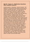 NU 372 - Exam &num; 2 &ndash; Medications Questions With Complete Solutions
