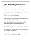 Public Health Administration - Final Exam questions with answers 
