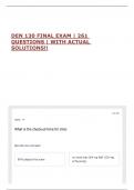 DEN 130 FINAL EXAM &vert; 261 QUESTIONS &vert; WITH ACTUAL SOLUTIONS&excl;&excl;