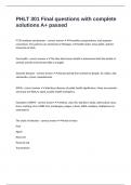 PHLT 301 Final questions with complete solutions A&plus; passed