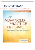 TEST BANK - Advanced Practice Nursing&colon; Essentials for Role Development 5th Edition Lucille A&period; Joel EdD&comma; APN&comma; FAAN ISBN-13&colon; 978-1-7196-4277-4&sol; All Chapters 1-30