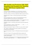 Milk Quality and Products CDE TEST Questions and Answers &lpar;A&plus; Solution guide&rpar; 2025 Exam Update &lpar;New Update&rpar;
