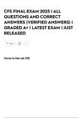 CFS FINAL EXAM 2025 &vert; ALL QUESTIONS AND CORRECT ANSWERS &lpar;VERIFIED ANSWERS&rpar; &vert; GRADED A&plus; &vert; LATEST EXAM &vert; JUST RELEASED