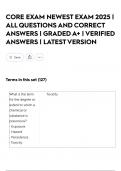 CORE EXAM NEWEST EXAM 2025 &vert; ALL QUESTIONS AND CORRECT ANSWERS &vert; GRADED A&plus; &vert; VERIFIED ANSWERS &vert; LATEST VERSION