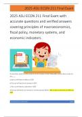 2025 ASU ECON 211 Final Exam with  accurate questions and verified answers  covering principles of macroeconomics&comma;  f  iscal policy&comma; monetary systems&comma; and  economic indicators&period; 