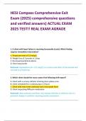 HESI Compass Comprehensive Exit  Exam &lpar;2025&rpar; comprehensive questions  and verified answers&rpar; ACTUAL EXAM  2025 TEST&excl;&excl; REAL EXAM AGRADE
