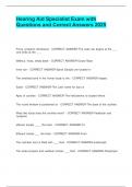 Hearing Aid Specialist Exam with Questions and Correct Answers 2025&period;