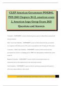 CLEP American Government POS2041&comma; POS 2041 Chapters 10-12&comma; american exam 2&comma; American large Group Exam 2025 Questions and Answers