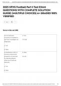 2025 NFHS Football Part II Test EXAM QUESTIONS WITH COMPLETE SOLUTION GUIDE&rpar; &lpar;MULTIPLE CHOICES&rpar; A&plus; GRADED 100&percnt; VERIFIED