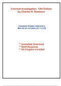 Instructor's Manual for Criminal Investigation&comma; 13th Edition by Swanson &lpar;All Chapters included&rpar;