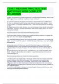 TEAS 7 READING PRACTICE TEST QUESTIONS WITH COMPLETE SOLUTIONS
