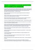 TEAS 7 SCIENCE X4 EXAM QUESTIONS WITH COMPLETE ANSWERS