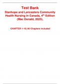 Test Bank for Stanhope and Lancaster's Community Health Nursing in Canada&comma; 4th Edition by MacDonald &lpar;All Chapters included&rpar; Questions and Answers