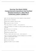 Nursing Test Bank &lpar;2025&rpar; Comprehensive Questions And Verified Detailed Solutions &lpar; MULTIPLE CHOICES&rpar; &vert;100&percnt; CORRECT&excl;&excl;