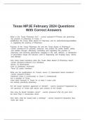 Texas MPJE February 2024 Questions With Correct Answers