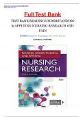 Test Bank - for Reading&comma; Understanding&comma; and Applying Nursing Research 6th Edition By James A&period; Fain&comma; All Chapters 1-15 &vert; Complete Guide A&plus;&period;
