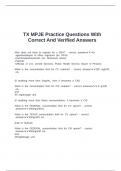 TX MPJE Practice Questions With Correct And Verified Answers