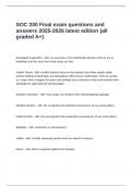 SOC 200 Final exam questions and answers 2025-2026 latest edition &lpar;all graded A&plus;&rpar;